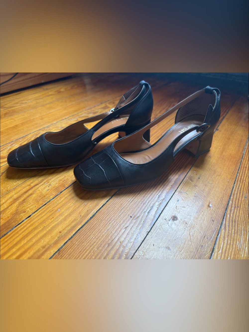 J McLaughlin Black Leather Slingback Pumps